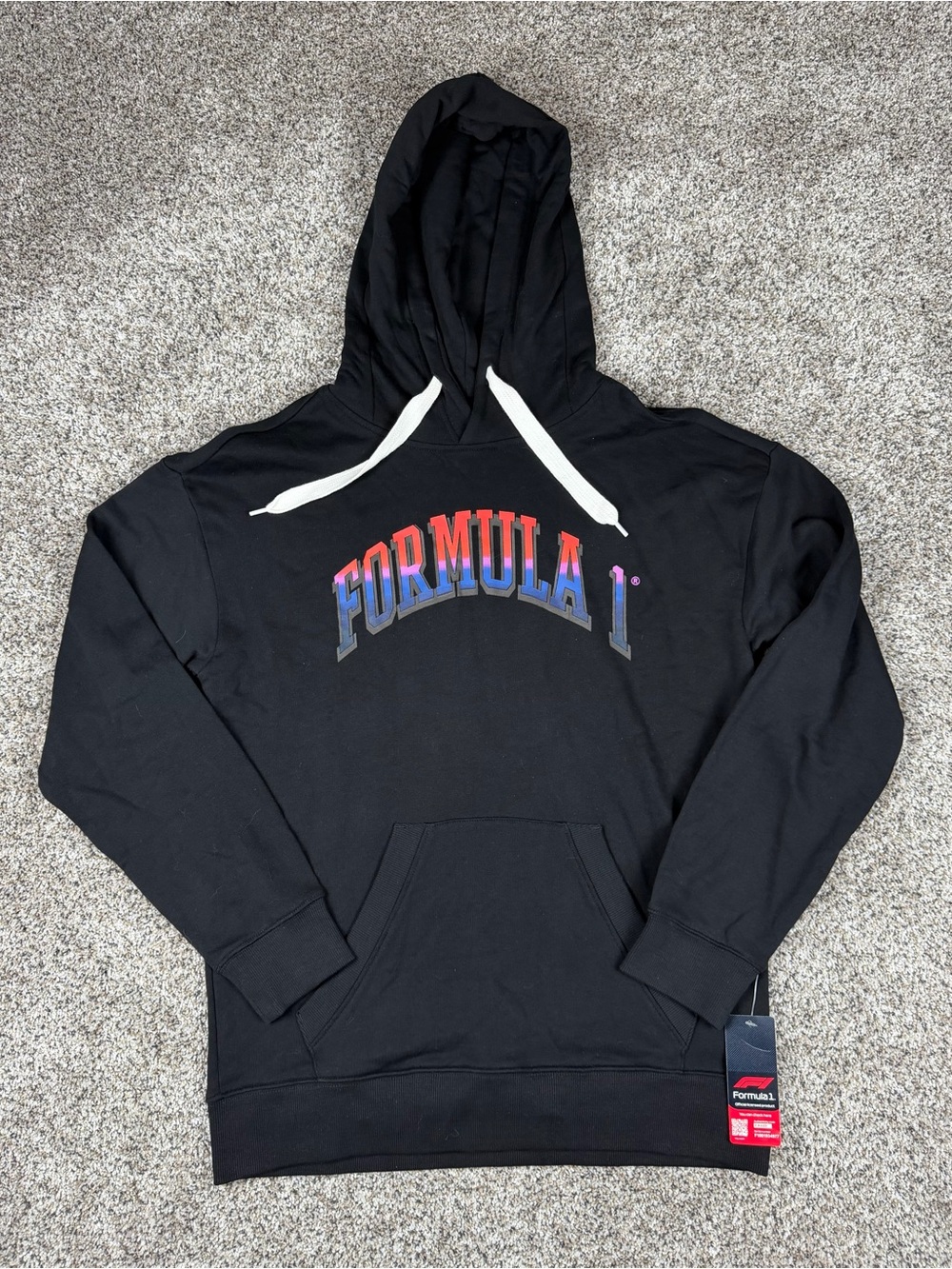 New Sz Medium Men’s Formula 1 Racing F1 Gradient Logo Sweatshirt Hoodie Black